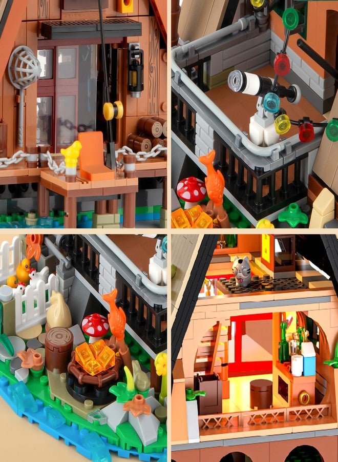Vziimo A-Frame Cabin Building Set, MOC Ideas Cabin House Collectible Model Kit with LED for Adults and Kids Age 12+, Gifts for Nature and Architecture Lovers (1486 Pcs) - Image 2